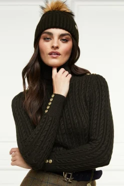 Holland Cooper Windsor Bobble Hat Fern Green New